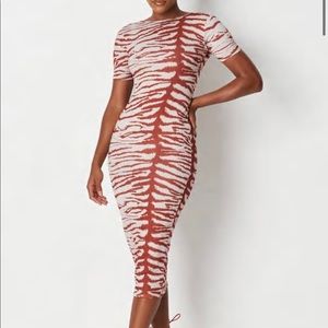 NWT rust animal print scoop back midaxi Missguided dress size 2.